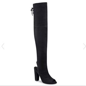 GUESS peep-toe over the knee boots